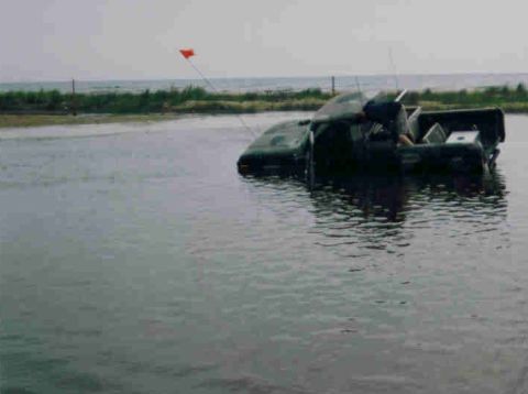 1977 Ford F-150 - Truck is stuck in water, with only the top visible above the surface.