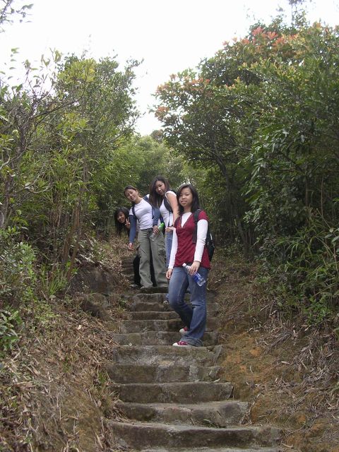 1999 Toyota Tacoma - Four young women walk up a stone staircase surrounded by lush greenery.