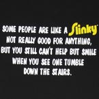 1987 Suzuki Samurai - A humorous quote about Slinky toys is printed on a black t-shirt.
