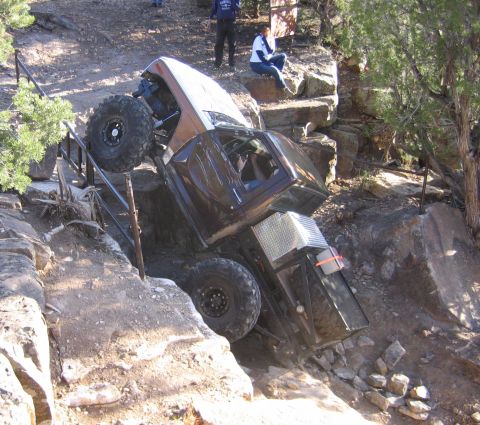 1981 Ford Bronco - An off-road vehicle navigates a challenging rocky obstacle course.