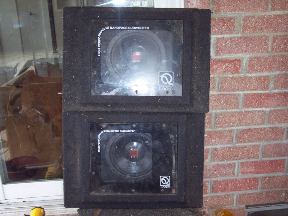 two stacked Q Logic subwoofers