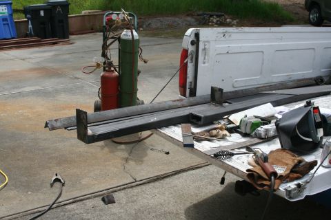 1992 Ford Bronco - here welded the 1/4 by 4" ends on - later these will bolt to side of frame