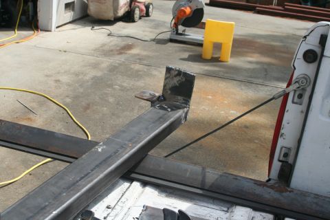 1992 Ford Bronco - here welding on the 21/2 angle - this will bolt to the bottom of the frame rail
