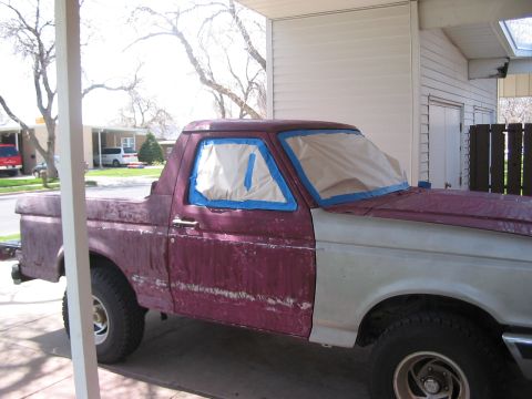 1991 Ford Bronco - This 1991 Ford Bronco pickup truck is undergoing preparation for a new paint job.