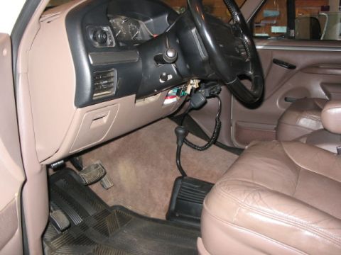 1995 Ford Bronco - all done with shifter, cover boot, and linkage below
