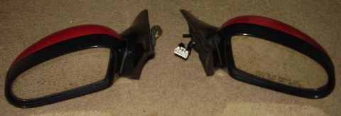 1993 Ford Probe - 96+ PGT power mirrors, 2-tone rio red with black trim, rear view