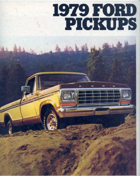 1978 Ford Bronco - This 1979 Ford F-Series pickup truck is shown in a three-quarter front view while navigating rough terrain.