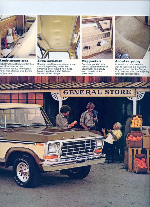 1978 Ford Bronco - This Ford truck is parked outside a general store, with people interacting near the front.