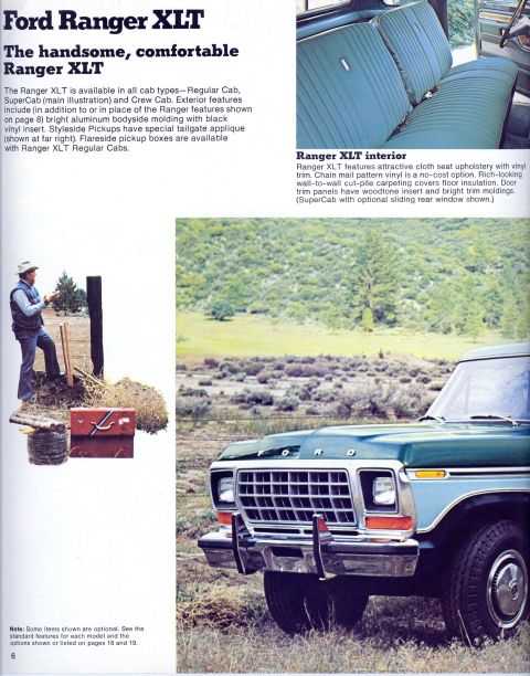 1978 Ford Bronco - The 1978 Ford Ranger XLT features a distinctive grille and headlight design, as seen in this front 3/4 view.