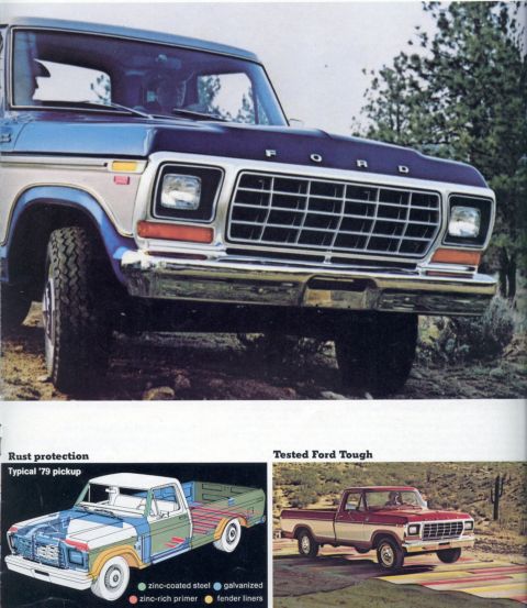 1978 Ford Bronco - Front view of a 1978 Ford pickup truck, highlighting its grille and headlights. The image is part of a registry entry.