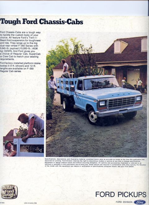 1978 Ford Bronco - This 1979 Ford F-350 Chassis-Cab truck is shown with a wooden flatbed, ready for custom body work.