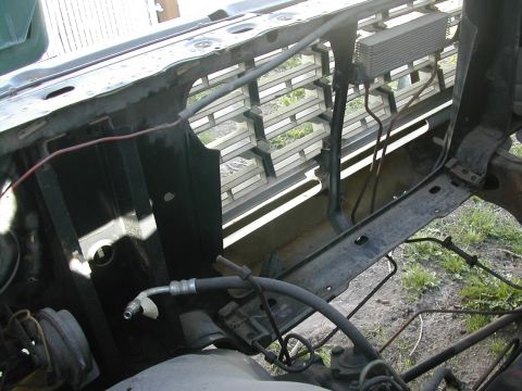1981 Ford Bronco - Close-up view of the front grille and radiator support structure.