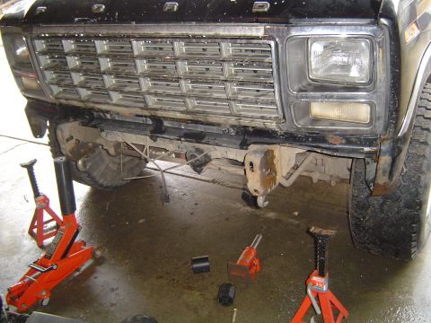 1995 Ford Bronco - Bumper off to drill mounting holes