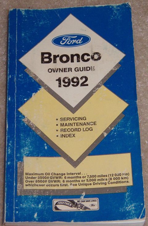 1983 Ford Bronco - Owner's Manual for 92 Bronco