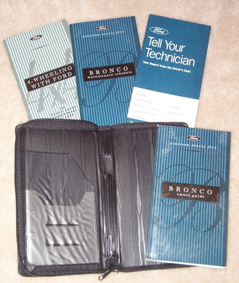 1983 Ford Bronco - SOLD Owner's Manual for 95 Bronco including other pamphlets & zippered case http://www.fleet.ford.com/partsandservice/owner-manuals/