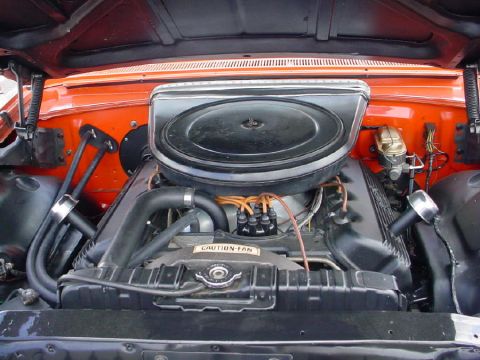 1972 Ford Ranchero - Close-up view of a V8 engine bay, showing the air cleaner assembly and radiator.