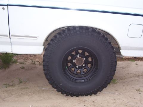 1994 Ford Bronco - Close-up of a white SUV's side, highlighting its off-road tire and fender detail.