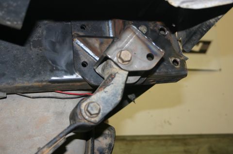 1995 Ford Bronco - This image shows a custom bracket attached to a vehicle's frame, indicating modifications.