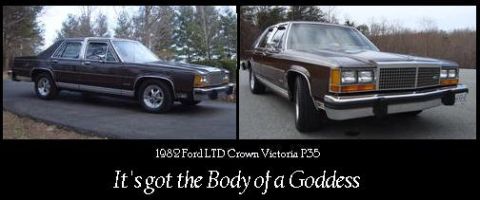 1982 Ford Crown Victoria LTD - This 1982 Ford Crown Victoria LTD sedan is shown from the front 3/4 angle with a prominent chrome grille and bumpers.