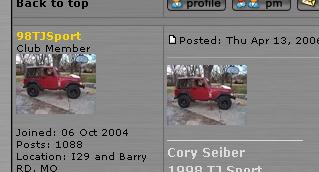 1998 Jeep TJ - A red Jeep TJ is parked on a paved surface with a basketball hoop in the background.