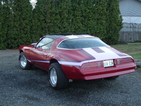 1976 Pontiac Firebird - Rear view of a 1976 Pontiac Firebird Formula, custom paint and stripes.