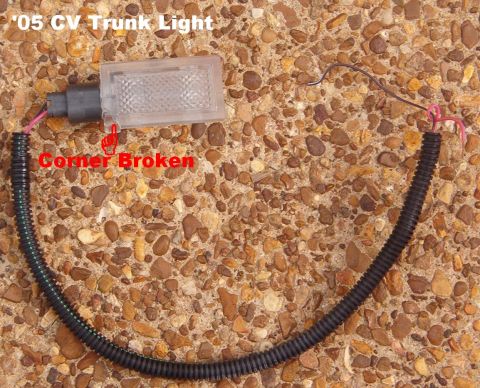 1994 Ford Crown Victoria - Trunk light Note broken corner. It still fits tightly & works fine.