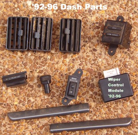 1983 Ford Bronco - Dash parts from a '94 EB Bronco Dash registers (F2TZ19893C, F3TZ19893H), ESOF switch, defrost switch/timer, headlight knob, rear window swi…