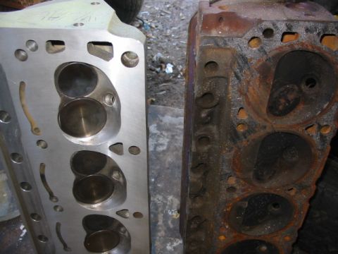 1985 Ford Crown Victoria LTD - Comparison of a clean aluminum engine cylinder head next to a heavily rusted cast iron one.