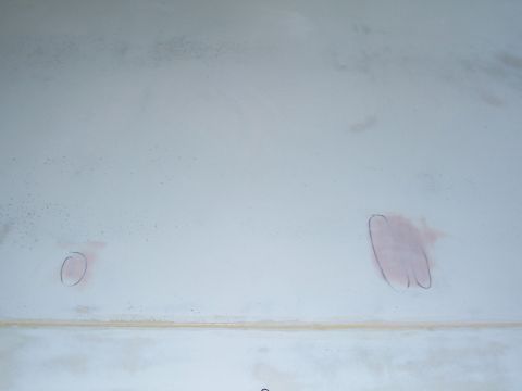 1978 Ford Bronco - A fiberglass panel shows red markings, possibly for repair or identification, with a website watermark at the bottom.