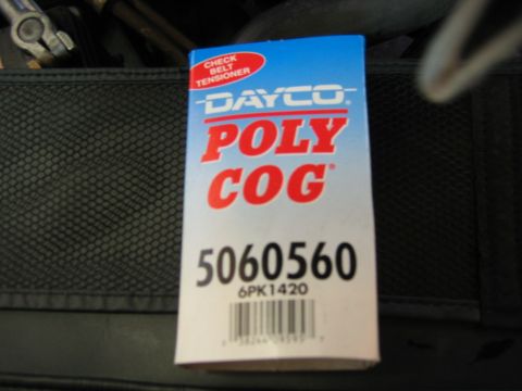 1985 Ford LTD Crown Victoria - Packaging for a Dayco Poly Cog belt, part number 5060560.