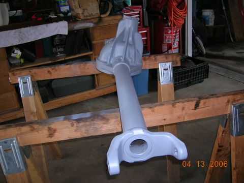 1985 Ford Bronco - all shock mounts,spring plate removed and primered...to keep it from rusting while I fit in under.