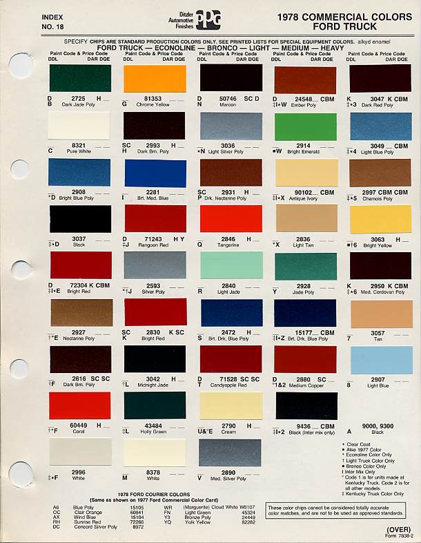 Exterior color codes