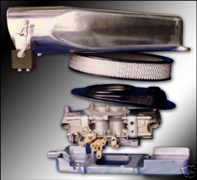 1972 Ford Ranchero - simulated enderle injection uses a carb on a special blower top plate and the bug catcher to cover it.
