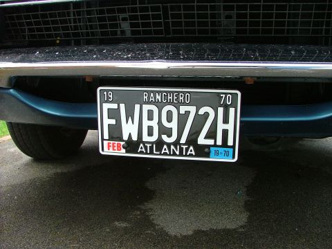 1970 Ford Ranchero - The license plate on this vehicle indicates it is a Ranchero from 1970.