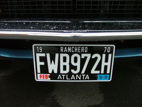 1970 Ford Ranchero - License plate confirms the vehicle is a 1970 Ford Ranchero.