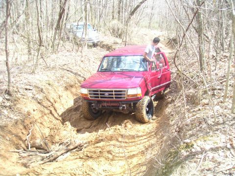 1994 Ford Bronco - No lockers made this part pretty impossible. Pic doesn't do it justice, but that rut my right side has to go through is real deep and slick…