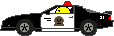 1998 Ford Crown Victoria - This pixel art depicts a police car with a figure behind the wheel.