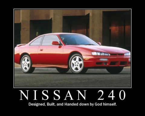 1997 Ford Crown Victoria - Red Nissan 240 coupe with "SUPERMOTORS" logo and website at bottom right.