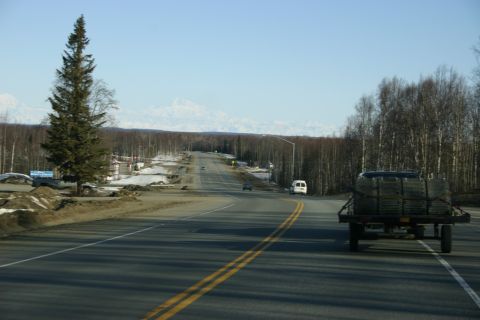 2003 Jeep TJ - Heading to the trailhead, Denali in the distance (still about 100+ miles away.)