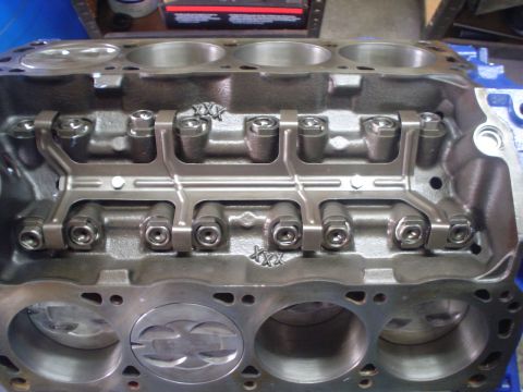 1984 Ford Bronco - This is a close-up view of a Ford V8 engine block, showing the rocker arm assembly and cylinder bores.