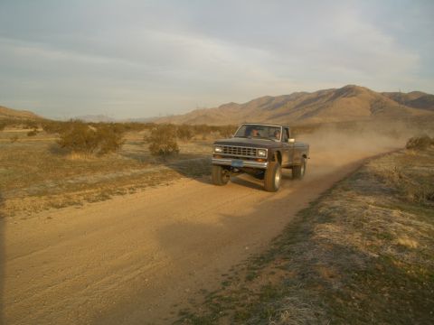 1985 Ford Ranger - Ford Ranger kicks up dust on a desert road.