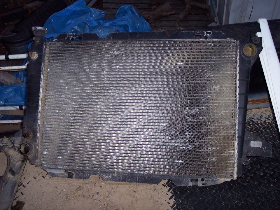 Radiator with bent fins and some discoloration