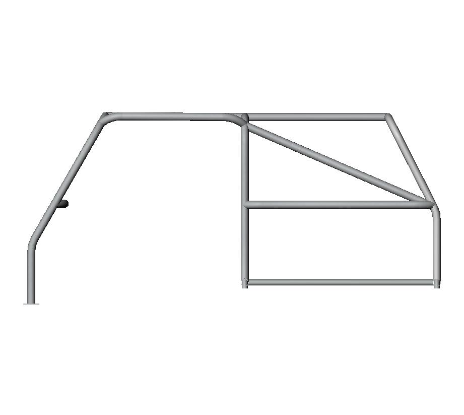 3D CAD render of a tubular roll bar structure with no labels or dimensions