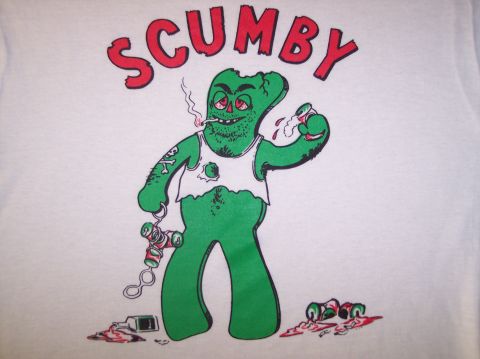 2003 Jeep TJ - Graphic t-shirt features a green character with 'SCUMBY' text above it.