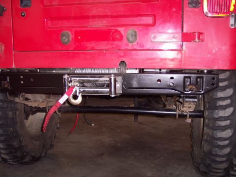 2003 Jeep TJ - Rear view of a 2003 Jeep TJ, its aftermarket bumper and winch system.