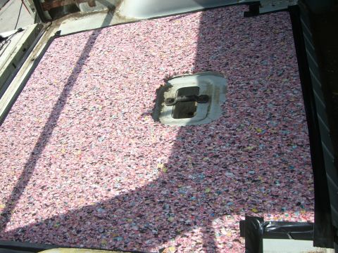 1988 Ford Bronco - I installed new carpet padding on top of the old heat shield.