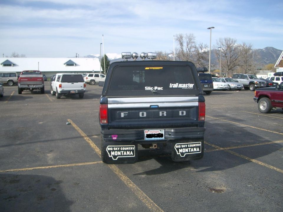 1992 Ford Ranger rear view with "Big Sky Country Montana" mud flaps
