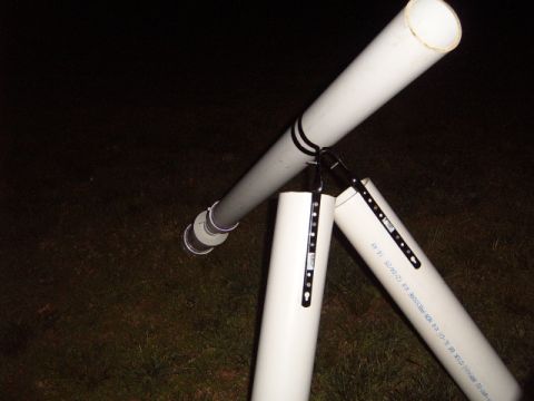 1988 Ford Bronco - PVC pipe telescope assembly with visible text on the main tube.