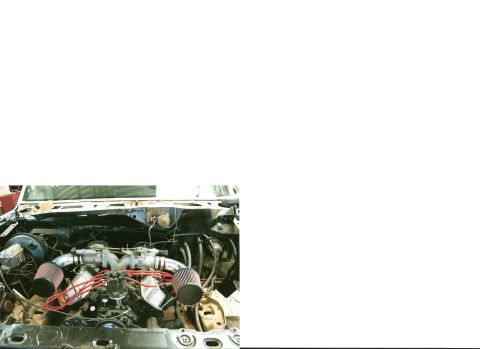 1983 Ford Bronco - engine bay 1 week in as measurements begin