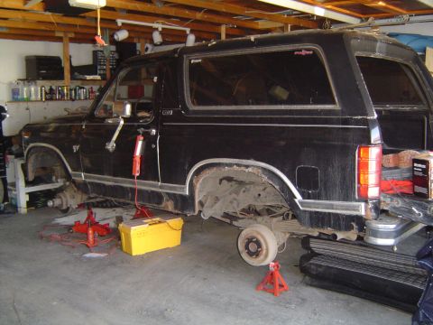 1995 Ford Bronco - My poor Bronk collecting junk while waiting for an axle swap. Pictured is the factory Ford 9" with 3.55's
